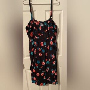 NWT Torrid Black Dress with Red and Teal Floral Pattern